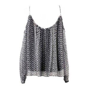 Elizabeth And James Sz XS Black Gray IKAT Lined Sheer Silk Woven Top